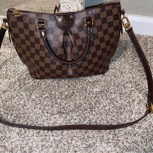 louis vuitton siena pm damier ebene shoulder bag with the emilie leather wallet